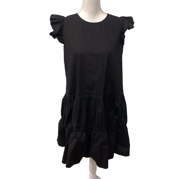Pomander Place Dresses & Skirts - Pomander Place Tiered Mini Dress Womens Medium Black Flutter Sleeve Classic Boho